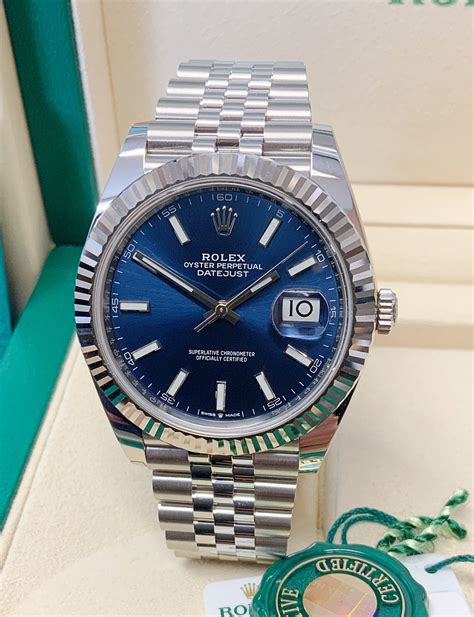 rolex datejust 41 blau römische ziffern|rolex datejust 41mm blue price.